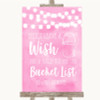 Baby Pink Watercolour Lights Bucket List Personalised Wedding Sign