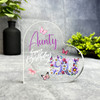 Aunty 90th Birthday Present Purple Chamomile Floral Heart Plaque Keepsake Gift