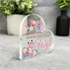 Wife 21st Pink Purple Floral Happy Birthday Present Heart Plaque Keepsake Gift