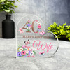 Wife 40th Pink Purple Floral Happy Birthday Present Heart Plaque Keepsake Gift