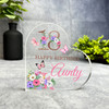 Aunty 18th Pink Purple Floral Happy Birthday Present Heart Plaque Keepsake Gift