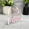 Aunty 90th Pink Purple Floral Happy Birthday Present Heart Plaque Keepsake Gift