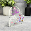 Sister 90th Birthday Present Purple Chamomile Floral Heart Plaque Keepsake Gift