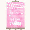 Baby Pink Watercolour Lights Photobooth This Way Left Personalised Wedding Sign