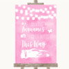 Baby Pink Watercolour Lights Photobooth This Way Right Personalised Wedding Sign Baby Pink Watercolour Lights Photobooth This Way Right Personalised Wedding Sign