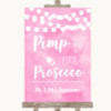 Baby Pink Watercolour Lights Pimp Your Prosecco Personalised Wedding Sign