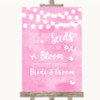 Baby Pink Watercolour Lights Plant Seeds Favours Personalised Wedding Sign