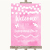 Baby Pink Watercolour Lights Welcome To Our Engagement Party Wedding Sign