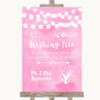 Baby Pink Watercolour Lights Wishing Tree Personalised Wedding Sign