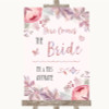 Blush Rose Gold & Lilac Here Comes Bride Aisle Personalised Wedding Sign