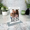 Happy Engagement Gift Initials Photo White Grey Personalised Gift Acrylic Plaque