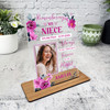 Niece Female Pink Flower Memorial Keepsake Gift Personalised Gift Acrylic Plaque