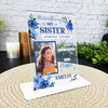 Sister Female Blue Flower Memorial Keepsake Gift Custom Personalised Gift Plaque