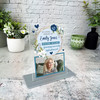 Female Memorial Keepsake Gift Blue Flower Photo Personalised Gift Acrylic Plaque