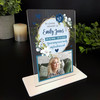 Female Memorial Keepsake Gift Blue Flower Photo Personalised Gift Acrylic Plaque