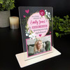 Female Memorial Keepsake Gift Pink Flower Photo Personalised Gift Acrylic Plaque