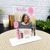 20th Birthday Gift Female Pink Gift Cake Balloon Photo Personalised Gift Plaque