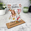 70th Birthday Gift For Female Birds Strawberries Photo Personalised Gift Plaque