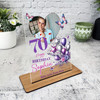 70th Birthday Gift For Her Purple Balloons Heart Photo Personalised Gift Plaque