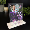 70th Birthday Gift For Her Purple Balloons Heart Photo Personalised Gift Plaque