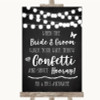 Chalk Style Black and White Lights Confetti Personalised Wedding Sign