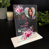 50th Birthday Gift For Female Pink Floral Heart Photo Personalised Gift Plaque