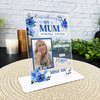 Mum Female Blue Flower Memorial Keepsake Gift Personalised Gift Acrylic Plaque