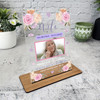 Wife Memorial Keepsake Gift Purple Pink Flowers Photo Personalised Gift Plaque