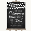 Chalk Style Black & White Lights Drink Champagne Dance Stars Wedding Sign