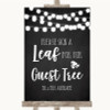 Chalk Style Black & White Lights Guest Tree Leaf Personalised Wedding Sign