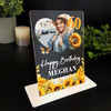 60th Birthday Gift For Female Sunflowers Heart Photo Personalised Gift Plaque