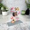 90th Birthday Gift For Her Champagne Balloons Heart Photo Personalised Plaque