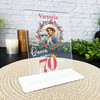 70th Birthday Gift Pink Floral Wreath Photo Personalised Gift Acrylic Plaque