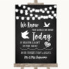 Chalk Style Black & White Lights Loved Ones In Heaven Personalised Wedding Sign