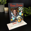 20th Birthday Gift Happy Beer Glass Balloons Photo Personalised Gift Plaque