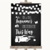 Chalk Style Black & White Lights Photobooth This Way Right Wedding Sign