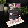 40th Birthday Gift Floral Heart Photo Copy Personalised Gift Acrylic Plaque