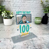 100th Birthday Gift Male Blue Photo Custom Personalised Gift Acrylic Plaque