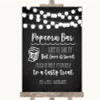 Chalk Style Black & White Lights Popcorn Bar Personalised Wedding Sign