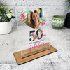 50th Birthday Gift Pink Roses Heart Photo Personalised Gift Acrylic Plaque