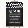Chalk Style Black and White Lights Social Media Hashtag Photos Wedding Sign