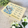 Blue Floral Stork Butterfly New Baby Boy Personalised Wooden Memory Keepsake Box