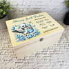 Blue Floral Stork Butterfly New Baby Boy Personalised Wooden Memory Keepsake Box