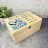 Blue Floral Stork Butterfly New Baby Boy Personalised Wooden Memory Keepsake Box