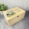 Green Stork Pink Blue Floral Balloons New Baby Personalised Wooden Keepsake Box