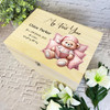 Teddy Reading Book My First Year Baby Memories Personalised Wooden Keepsake Box