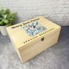 Floral Blue Stork Balloons New Baby Boy Personalised Wooden Memory Keepsake Box