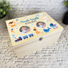 Kids Toys Stars Photo Blue New Baby Boy Personalised Wooden Memory Keepsake Box