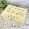 Outline Safari Animals Birth Details New Baby Personalised Wooden Keepsake Box