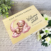 Pink Teddy Bear Sleeping On The Moon New Baby Personalised Wooden Keepsake Box